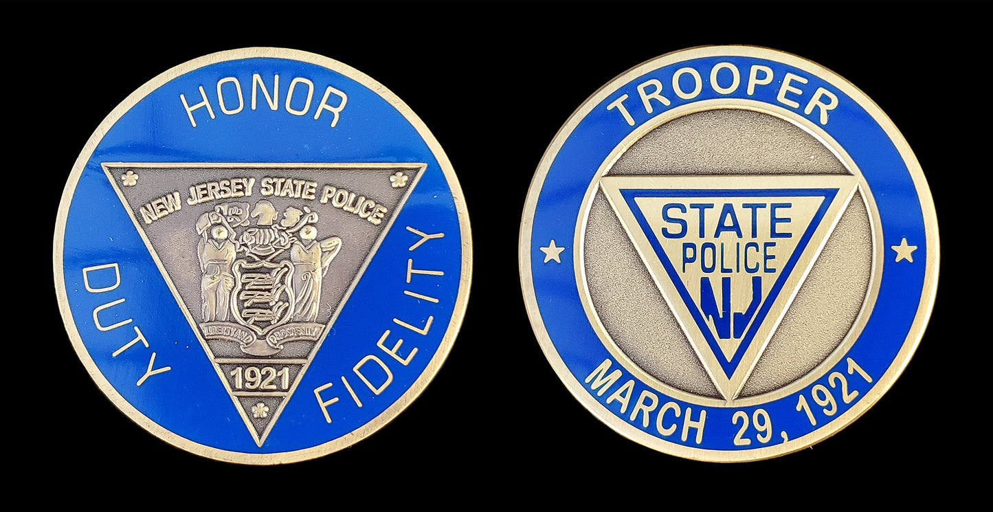 NJSP- 1999 New Jersey State Police - Blue Enamel Duty Coin