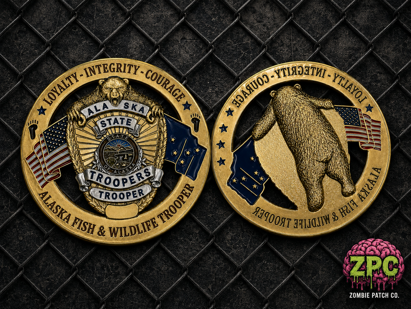 ALASKA STATE POLICE FISH & WILDLIFE TROOPER -RARE 1959-2009 (BROWN) Challenge Coin