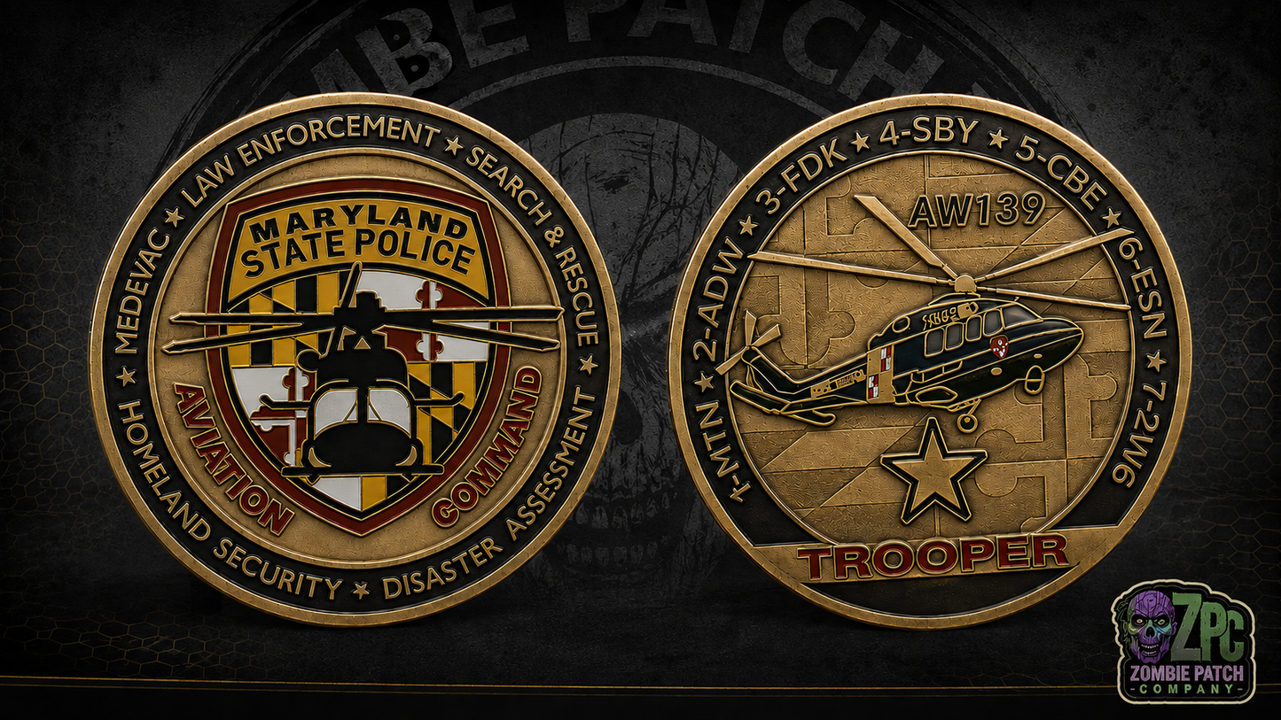 MSP Maryland State Police Aviation 2021 H-Enamel Challenge Coin