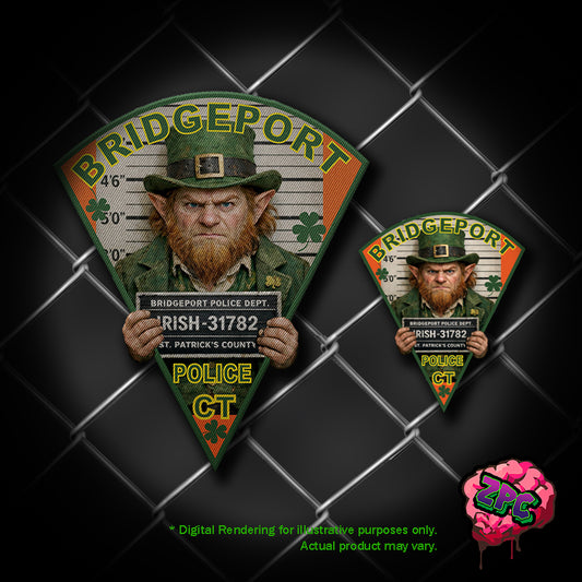 BPD Bridgeport Police Department St. Patrick's Day 2026 Patch "Mugshot"