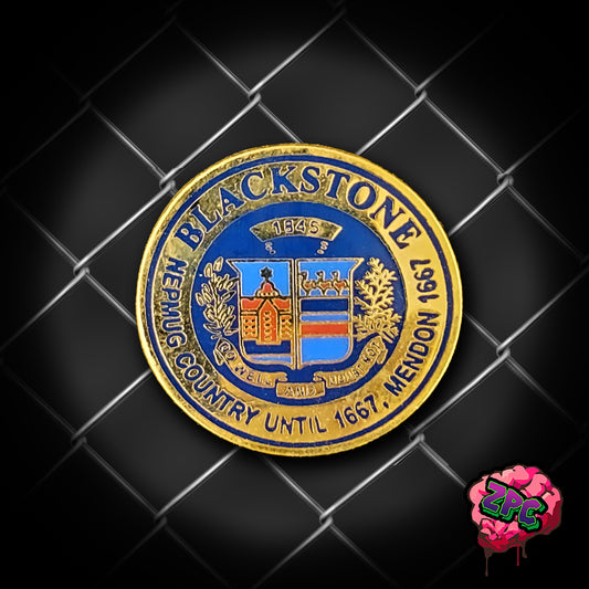 BPD: Blackstone Police Collar Brass Enameled Pin - Blackstone County Emblem