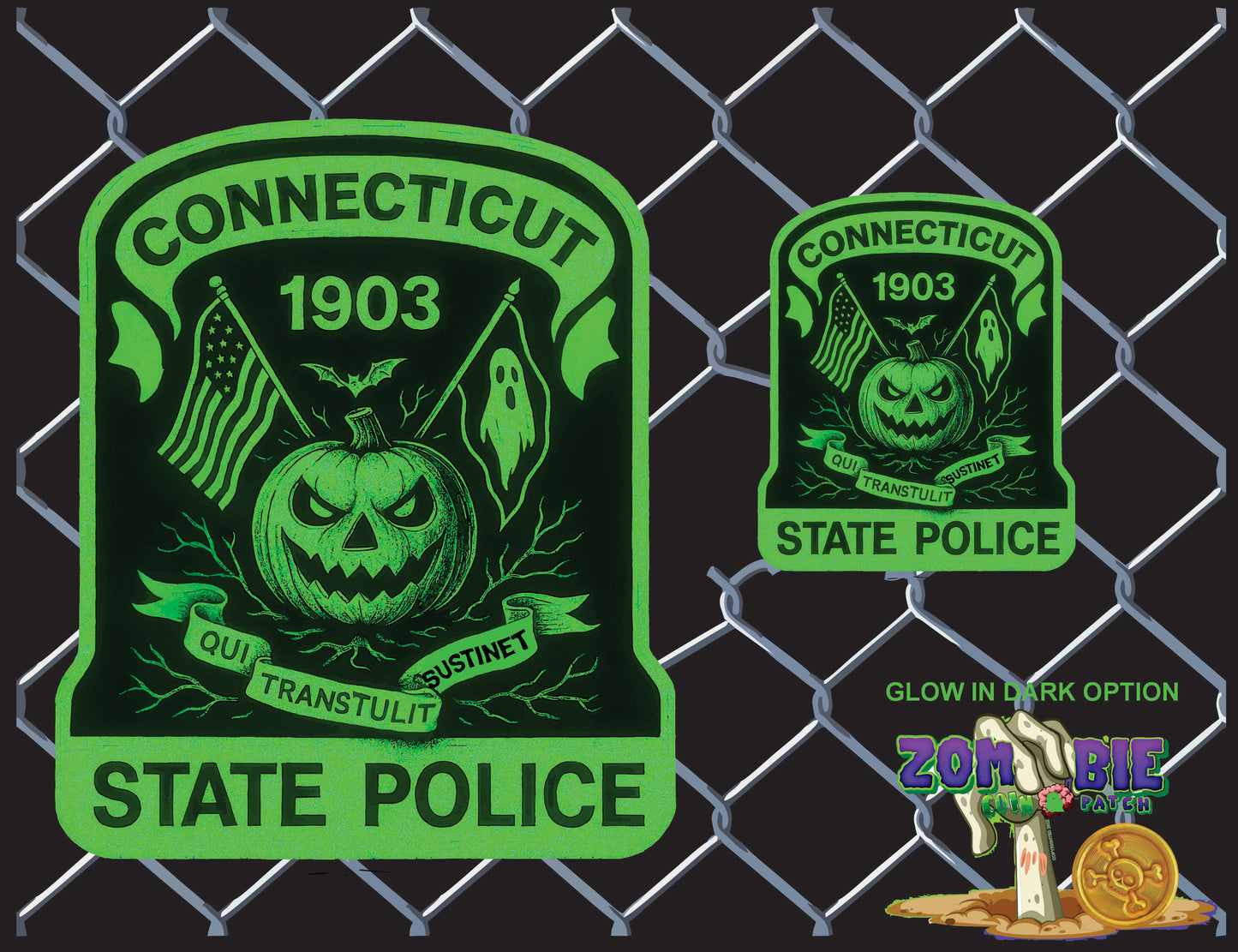 CSP- CONNECTICUT STATE POLICE- Halloween 2025- Holiday Patch Pumkin Patch Neon Green