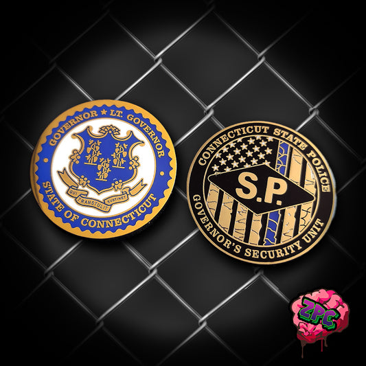 CSP- CONNECTICUT STATE POLICE - GOVERNORS PROTECTION DETAIL - ENAMEL - THIN BLUE LINE