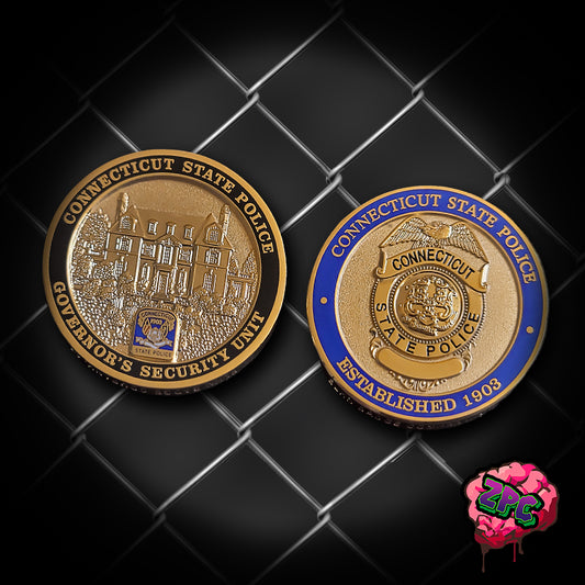 CSP- CONNECTICUT STATE POLICE - GOVERNORS PROTECTION DETAIL - MANSION LANDSCAPE - BADGE