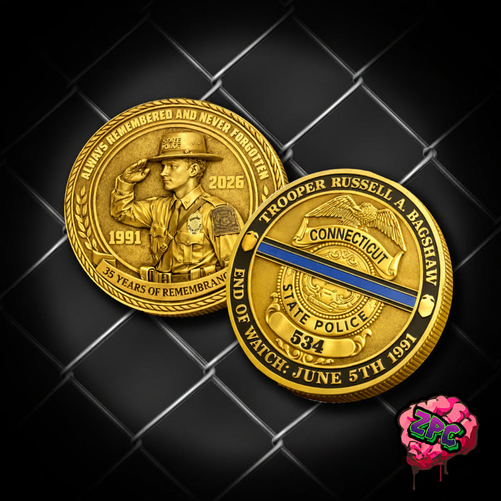 CSP: Connecticut State Police Trooper Russell Bagshaw End of Watch 35th Anniversary Coin