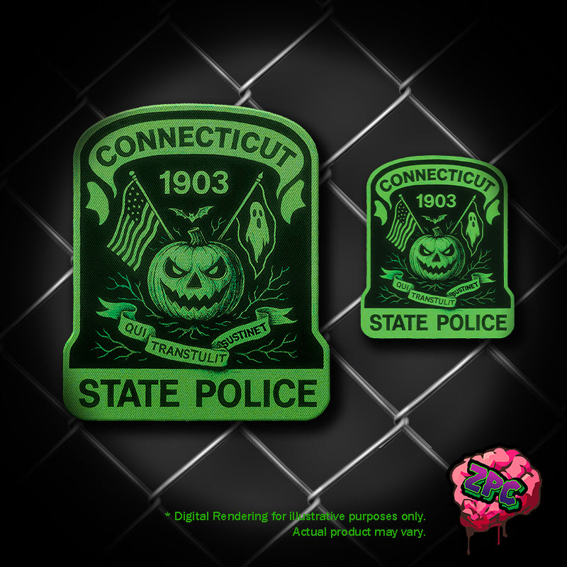 CSP- CONNECTICUT STATE POLICE- Halloween 2025- Holiday Patch Pumkin Patch Neon Green