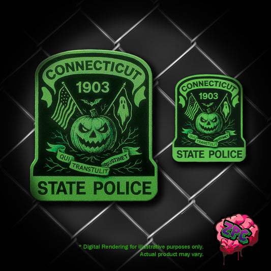 CSP- CONNECTICUT STATE POLICE- Halloween 2025- Holiday Patch Pumkin Patch Neon Green