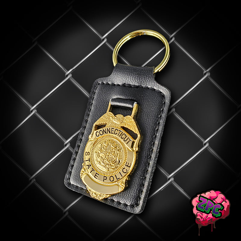 CSP- Connecticut State Police Leather Keychain - Connecticut State Police - Rank Variants