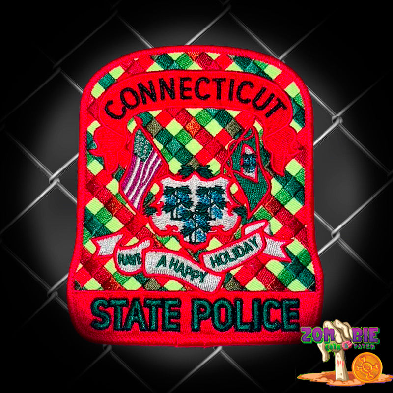 CSP - Connecticut State Police- Happy Holidays Patch- "Festive Seal and Motto"