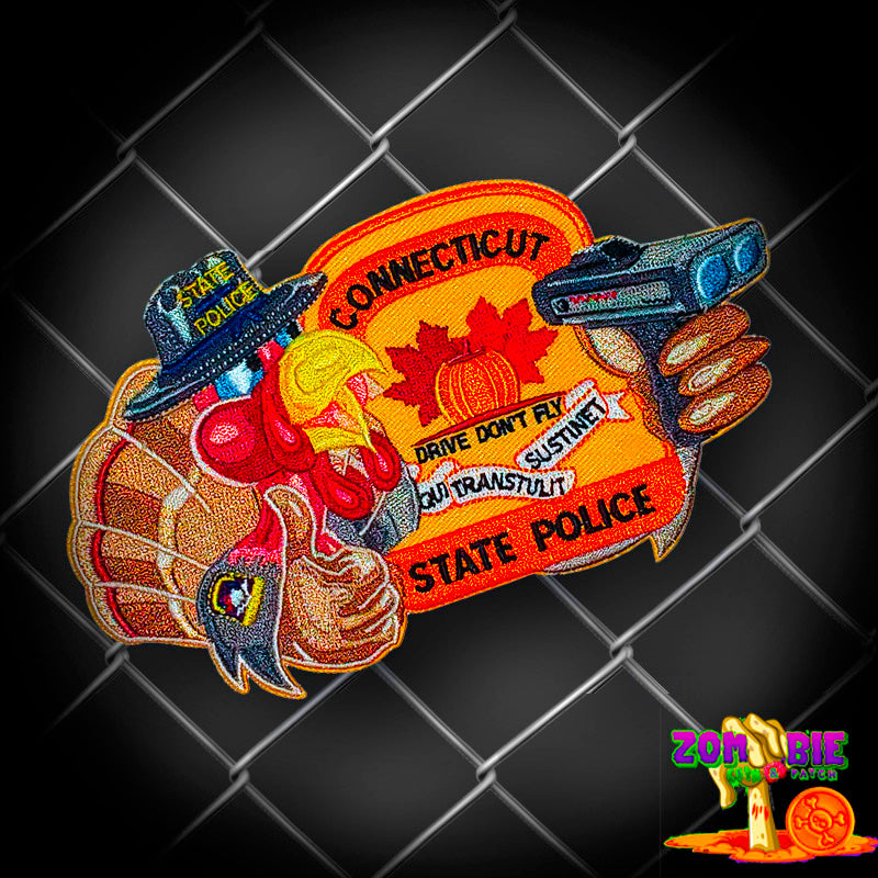 CSP- CONNECTICUT STATE POLICE- Thanksgiving- CTSP Holiday Patch- "Drive, Don't Fly!"