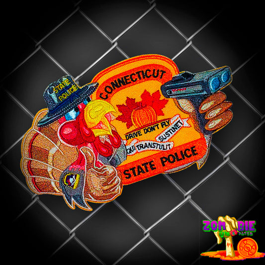 CSP- CONNECTICUT STATE POLICE- Thanksgiving- CTSP Holiday Patch- "Drive, Don't Fly!"