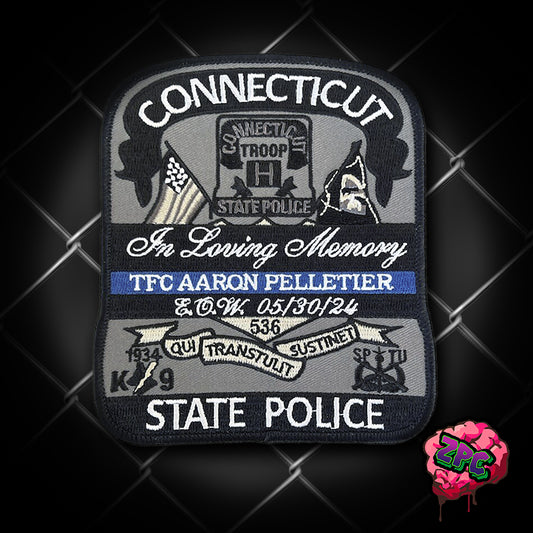 CSP-CONNECTICUT STATE POLICE TFC Aaron Pelletier # 536 - CSP / Connecticut State Police Memorial Patch