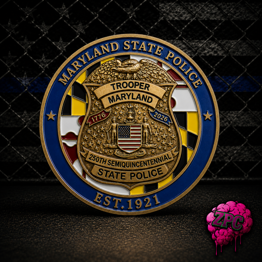 Maryland State Police 250th Semiquincentennial Challenge coin