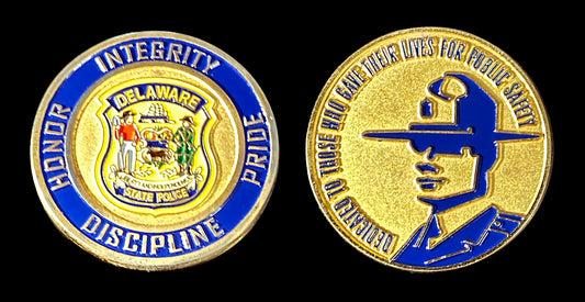 DE- Delaware State Police Challenge Coin - Police Memorial Delaware State Police