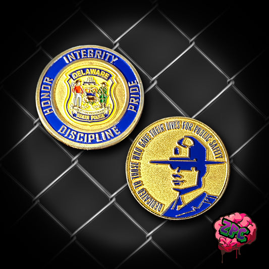 DE- Delaware State Police Challenge Coin - Police Memorial Delaware State Police