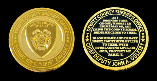 TX- DeWitt County Sheriff's Office Challenge Coin Prayer Coin - TEXAS