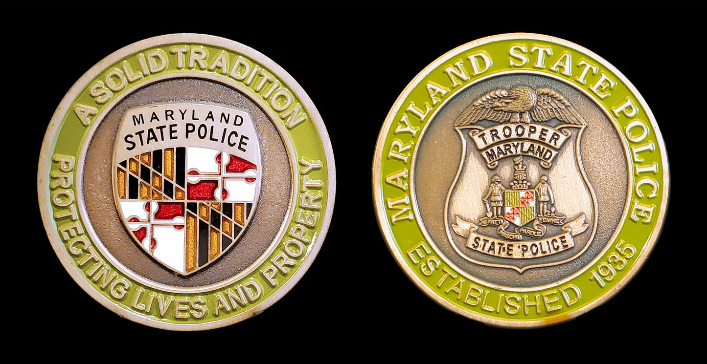 MSP- 2010 -Maryland State Police Green 3D Badge Challenge Coin