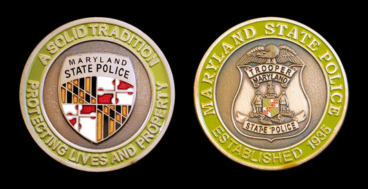MSP- 2010 -Maryland State Police Green 3D Badge Challenge Coin