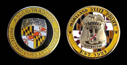 MSP- Maryland State Police - 3D - 2020 Challenge Coin ( All Clear Yellow Enamel )