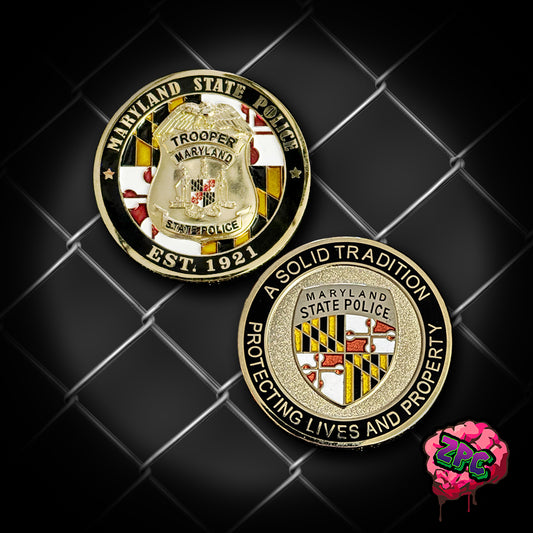 MSP- Maryland State Police-MSP - 3D Badge Challenge Coin - BLACK