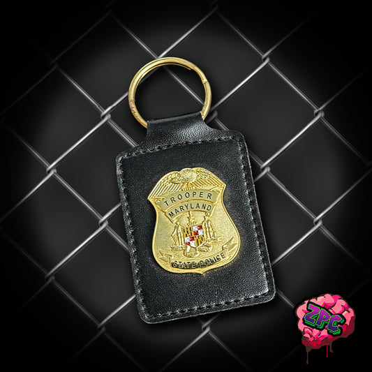 MSP- Trooper Leather Keychain - Maryland State Police