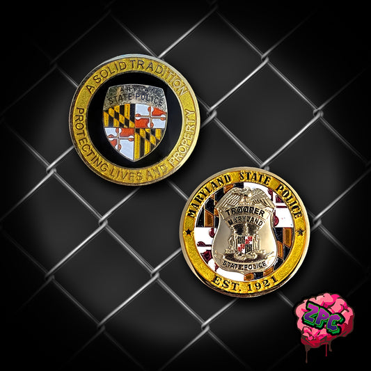 MSP- Maryland State Police - 3D - 2020 Challenge Coin ( All Clear Yellow Enamel )