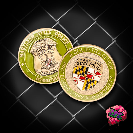 MSP Maryland State Police 2000's Green 3D Challenge Coin