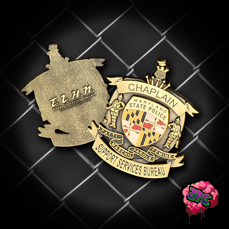 MSP Maryland State Police Chaplin Challenge Badge Coin Bronze 081