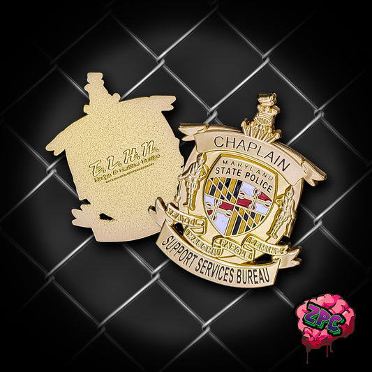 MSP Maryland State Police Chaplin Badge Challenge Coin Gold 082