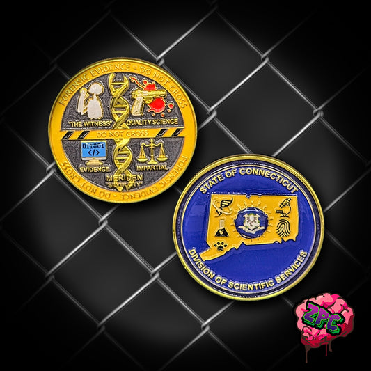 CT - Meriden Connecticut Division of Scientific Services (Do Not Cross, Silver City) Challenge coin