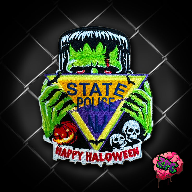 NJSP- Halloween- NEW JERSEY STATE POLICE Holiday Patch- "Frankengreetings"