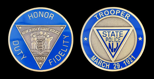 NJSP- 1999 New Jersey State Police - Blue Enamel Duty Coin