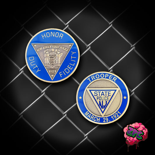 NJSP- 1999 New Jersey State Police - Blue Enamel Duty Coin