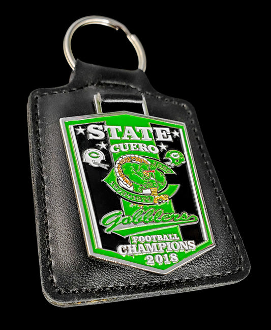 TX- Cuero Gobblers- 2018 State Football Champions Leather Keychain