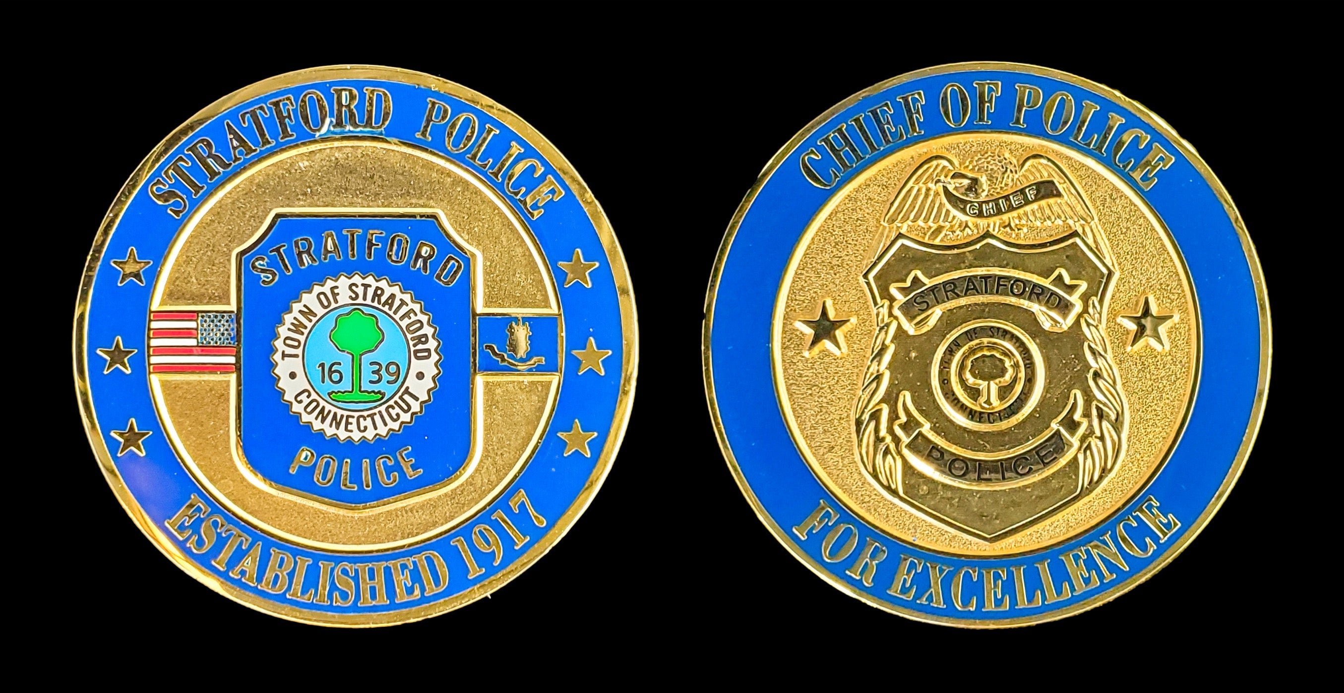 Chief Coin CT- Stratford Connecticut Police Chief Challenge Coin – ZOMBIE HQ
