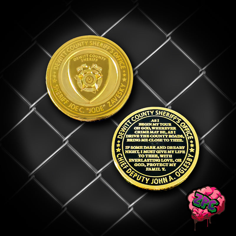 TX- DeWitt County Sheriff's Office Challenge Coin Prayer Coin - TEXAS